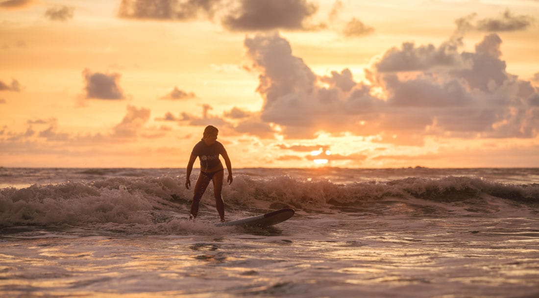 Sunset surf in Bahia Ballena